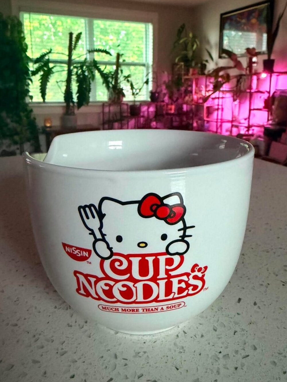 Hello Kitty x Nissin Cup Noodles Ramen Bowl 2011 Sanrio Ceramic Soup Bowl Chopst
